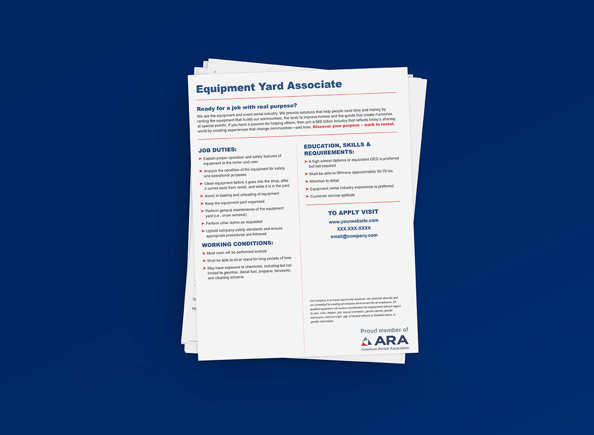 Equipment Segment Job Descriptions